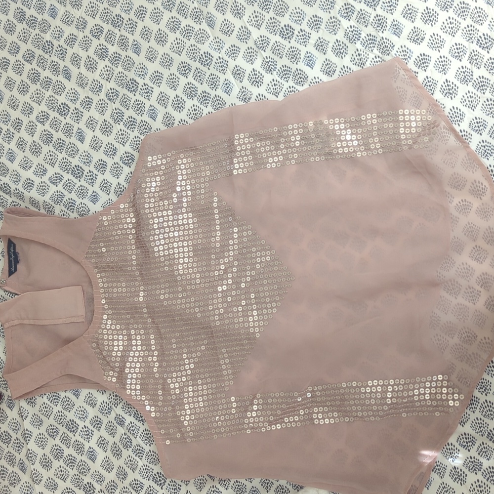 American Eagle Outfitters Blush Pink Sequin Tunic